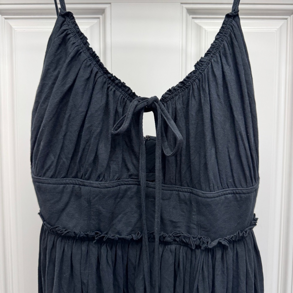 Ulla Johnson Freya Cutout Cotton Jersey Black Midi Dress - Picture 6 of 14